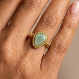 Pear Stone Beaded Bezel Ring
