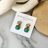 Hammered Gold and emerald green earrings
