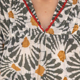 Ruffled floral V Neck and Trim Detail Printed Top