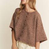 Mocha Quarter-Sleeve Knit Cardigans
