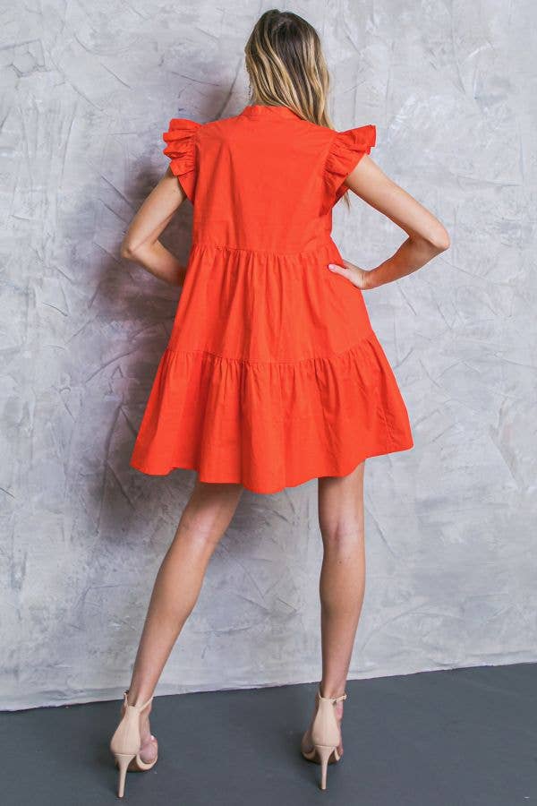 Taylor Poplin Mini Dress | Tomato Red