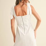 Stretch Cotton Tie On Sleeve Dress