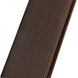 Genuine Leather Bifold Wallet Long Wallets for Men Women: Brown