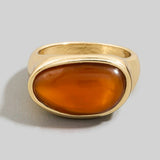 Oval Natural Stone Signet Ring: Multiple Colors