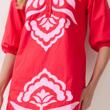 Contrast Appliqué Shift Mini Dress