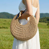 Round Straw Braided Circle Bag