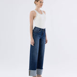 Cosmos High Rise Cuffed Wide Leg Jeans