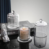 Glass Candle Holder With Glass Cloche Cover