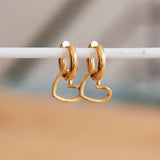 Open Heart Gold Hoop Earrings