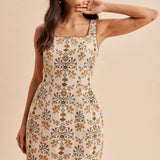 Tapestry Print Mini Dress: Vintage Floral