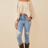 Square Neck Box Pleat Detail Top