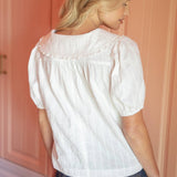 Collared Short Sleeve Button Up Top