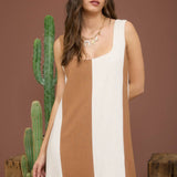 Linen Mini Stripe Sleeveless Dress