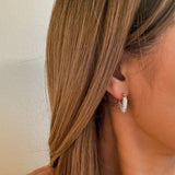 V Shape Classy Hoop Earrings: Pearl