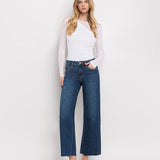 Dark Wash Mid Rise Wide Leg Jeans