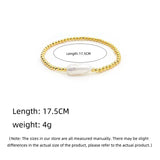 18K Gold Plated Copper Pearl and Gold Beaded Ball Bracelet: Three Large Pearls