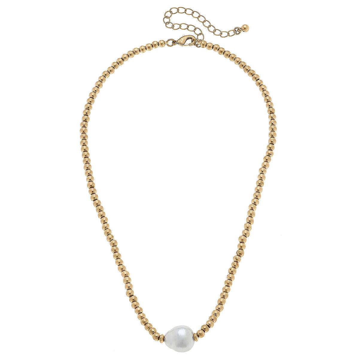 Greta Freshwater Pearl Necklace in Worn Gold & Ivory