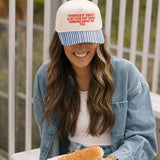 I Wonder If There's A Hot Dog Out There Thinking About Me Blue Striped Hat