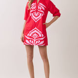Contrast Appliqué Shift Mini Dress