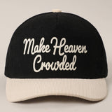 MAKE HEAVEN CROWDED Heat Press Corduroy Trucker Hat: Brown & Pink