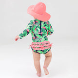 Flamingo Frenzy Long Sleeve One Piece Rash Guard