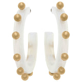 Kelley Studded Metal and Resin Hoop Earrings: Fuchsia