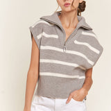 Gray Striped Sweater Vest