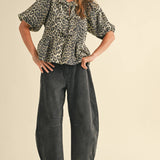 Leopard Print Tied Blouse