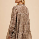Ruffled Tencel Mock Neck Mini Dress