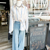 Sweeny Stripe Loose Shirt | Sky Blue Stripe