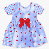 Girls Apple Orchard Gingham Short Sleeve Knit Twirl Dress