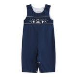 Blue Nativity Smocked Overalls