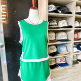 Solid Knit Mini Skirt Contrast Binding