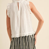 Eyelet Ruffle Trim Blouse