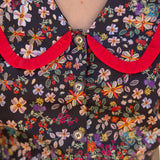 Frill Wide Collar Button Down Floral Top