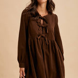 Bow Tie Corduroy Mini Dress