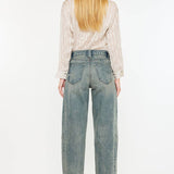 High Rise Slim Barrel Fit Jeans