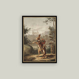 Traveling Rabbit Framed Antique Art