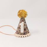 Confetti Hat, Blush Trim and Gold Tinsel Pom