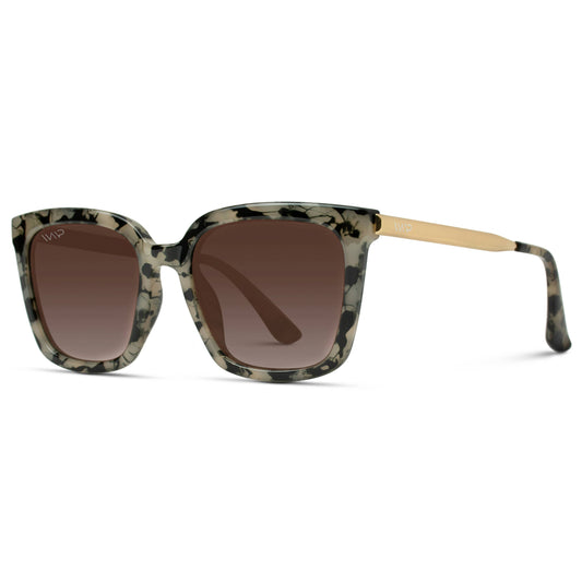 Madison - Square Oversize Fashion Women Polarized Sunglasses: Beige Tortoise / Gradient Brown Lens