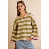 Stripe Contrast Binding and Reversible Sweater