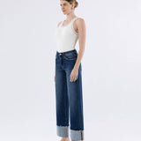 Cosmos High Rise Cuffed Wide Leg Jeans