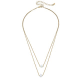 Audrey Layered Pearl Necklace in Worn Gold