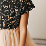 Kids Black & Peach Floral Tulle Fancy Dress