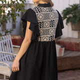 Cotton Lace Ruffle Sleeve Shirt Dress