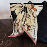 Heritage Equestrian Jumbo Twilly Scarf: Horse & Bridle Print