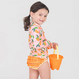 Orange You The Sweetest Long Sleeve Zipper Rash Guard Bikini