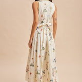 Cotton Contrast Floral Maxi Dress | Wildflower