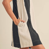 Color Block Linen Mini Dress