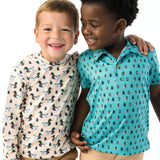 Boys Mallard Marsh Duck Performance Hooded Shirt: Off-White